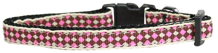 Pink Checkers Nylon Collar Cat Safety